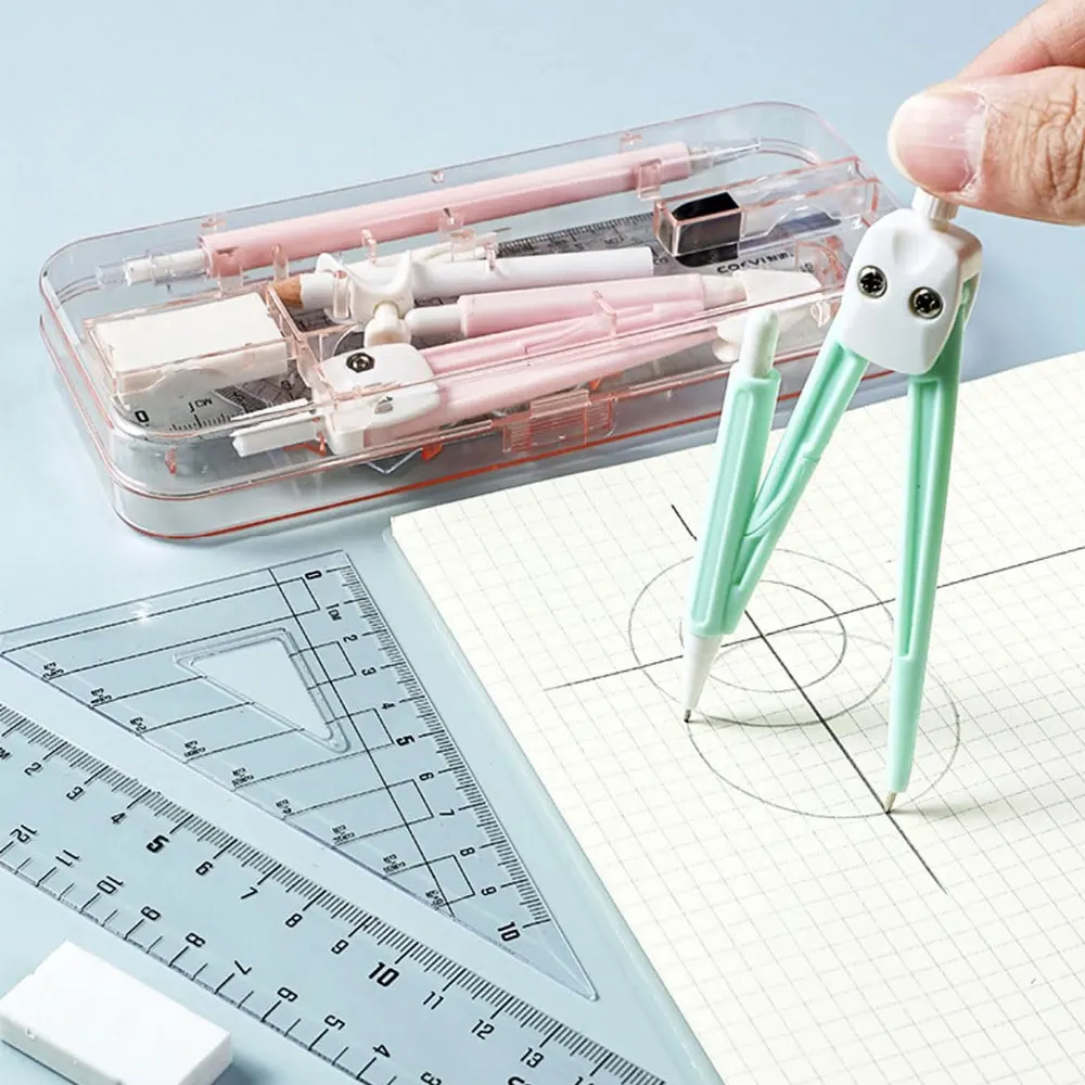 9-piece compass ruler set special drawing drawing tool examination stationery multi-function drawing tool