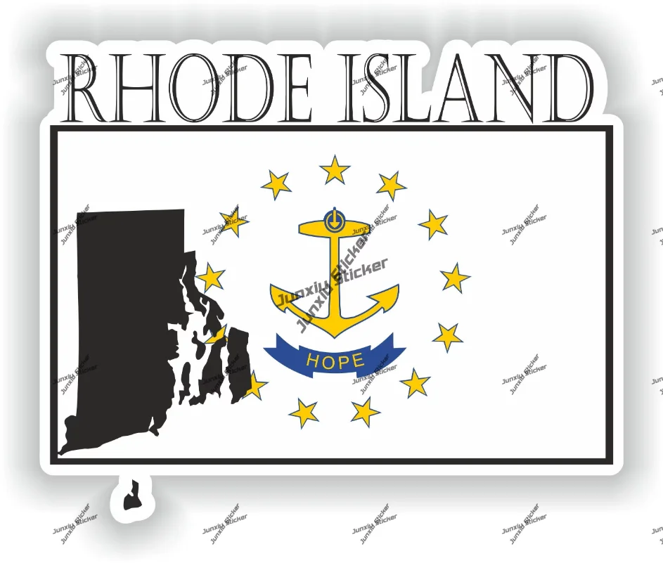 

Rhode Island Sticker Coat of Arms of Rhode Island Flag with Graphical Outline Emblem Scratch-Proof Decal for SUV Window Car Bike
