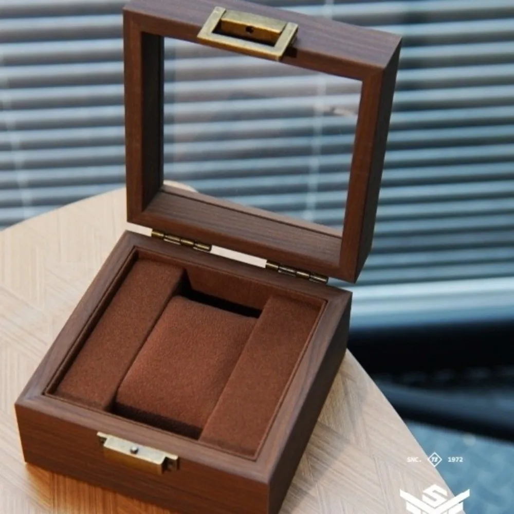 1/2/3/6/10/12 Slots Watch Storage Box Walnut Wood Soft Watch Pillow Wooden Watch Box Retro Transparent Glass