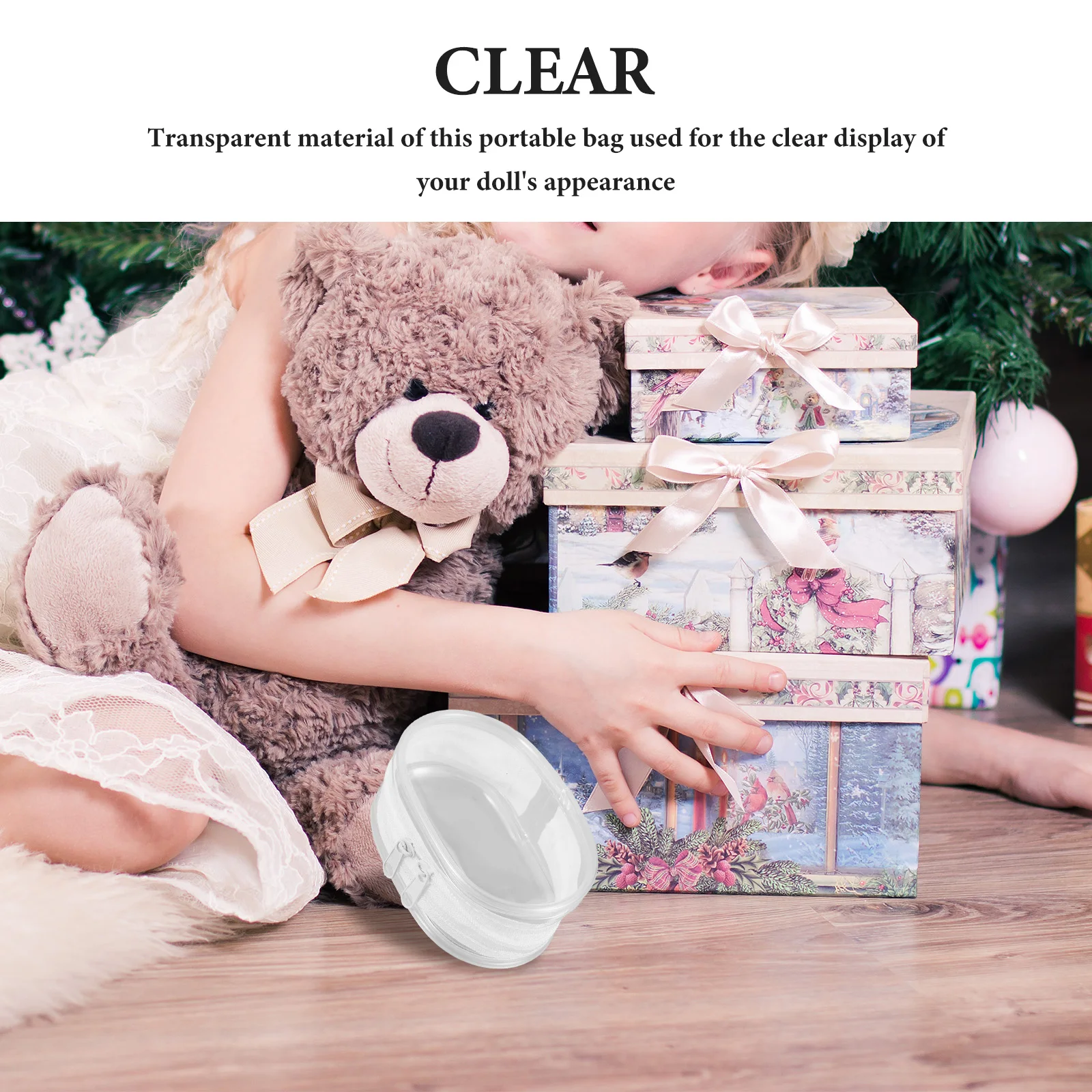 

4pcs Transparent Storage Travel Bag for Baby Clothes Portable Carrier Case Sturdy Outdoor Holder Small for Dollhouse