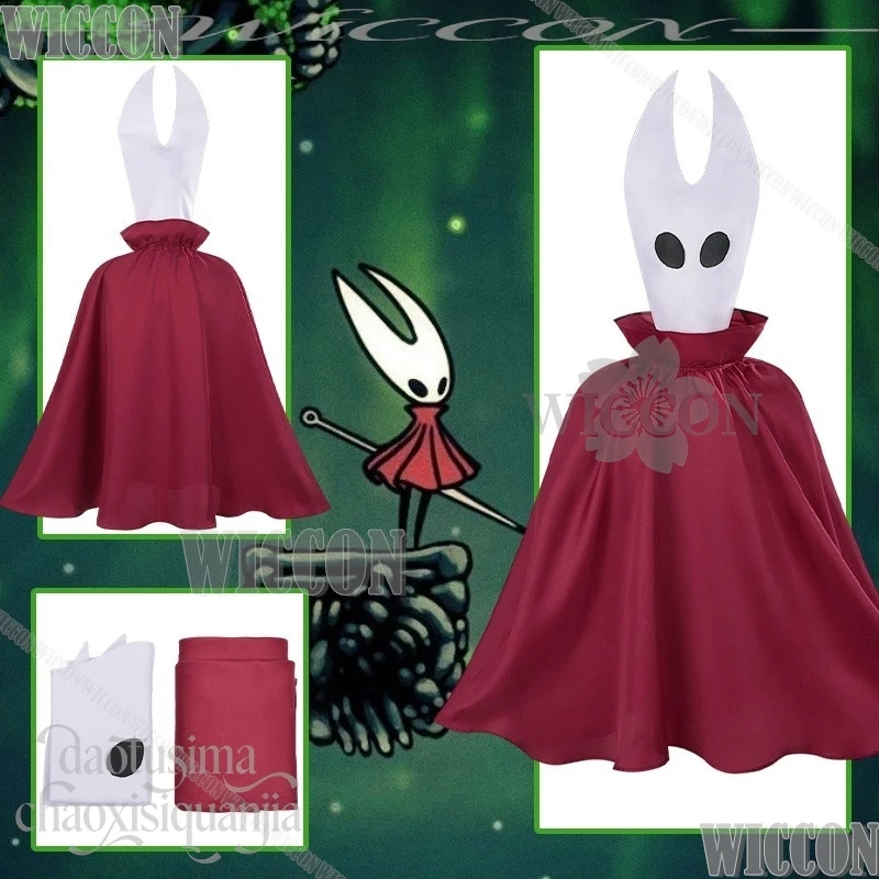 

Game Cosplay Hollow White Horn Mask Red Cape Horror Ghost Halloween Christmas Activity Uniform Knights 코스프레 Comic Con Festival