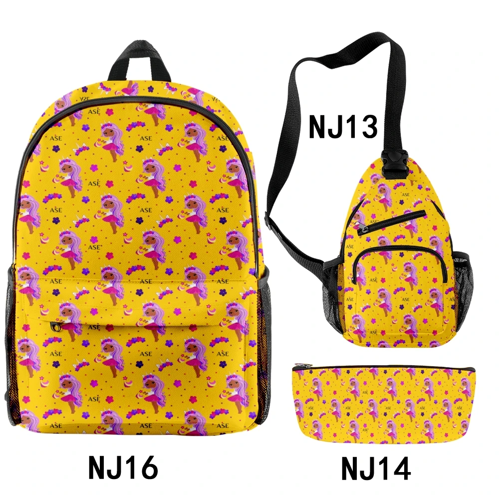 Popular Fashion African Girls 3D Print 3pcs/Set pupil School Bags Trendy Travel Laptop Backpack Chest Bag Pencil Case