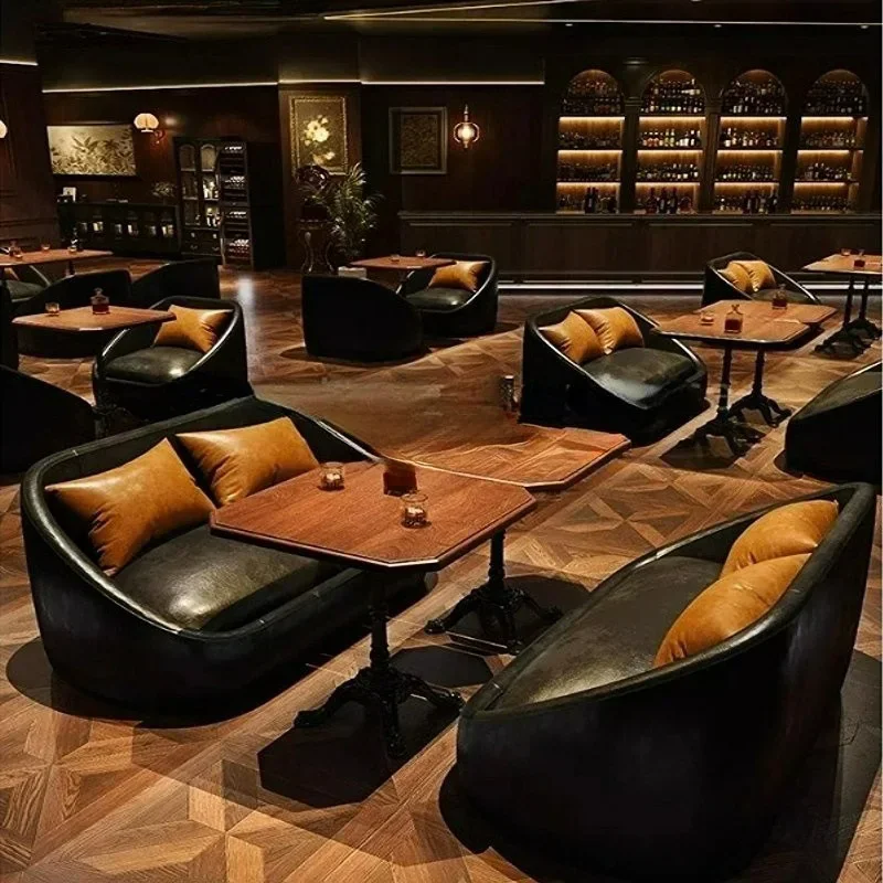 Bar Furniture Vintage bar Whiskey Bar Booth sofa Casual bar Clear bar Western Restaurant Cafe table and chair leather sofa