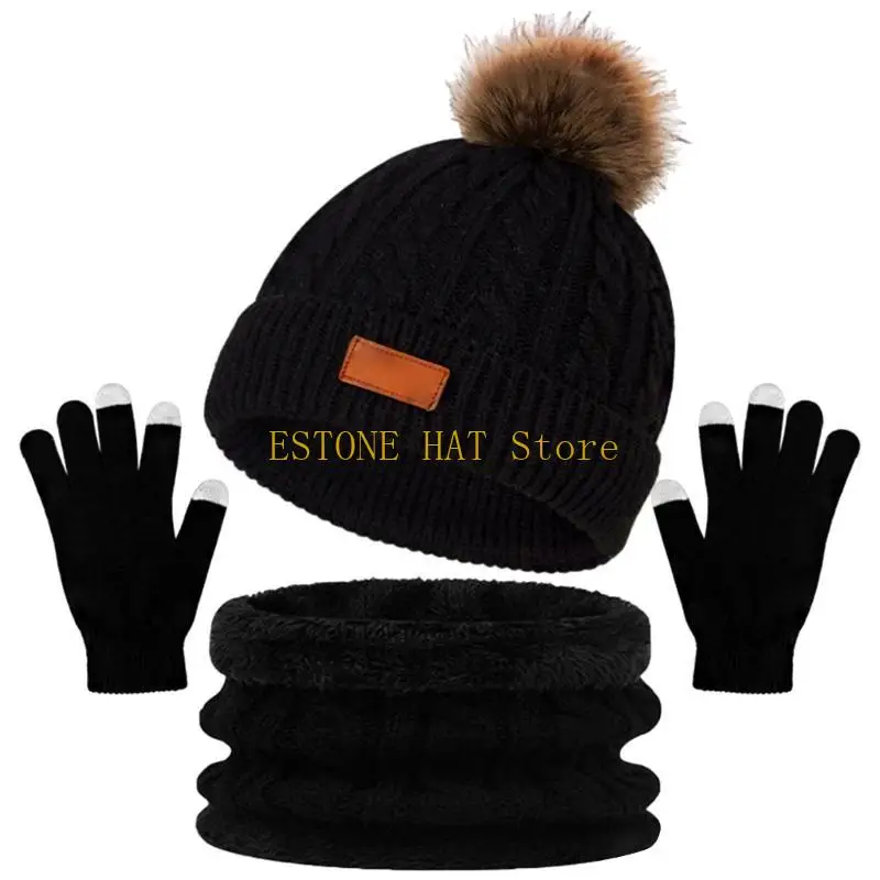 49MF Hat Scarf Gloves Suit Comfortable Outdoor Sports Hat Lovely Styles Scarves for Men and Women