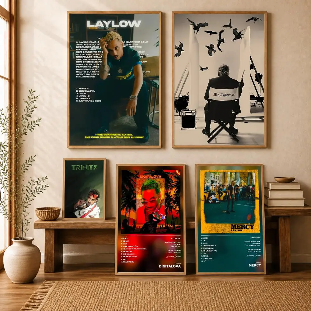 Hip Hop Rapper L-Laylow Poster Modern Art Wall Stickers HD Painting Self Adhesive Wall Decals for Bedroom Living Room Home Decor