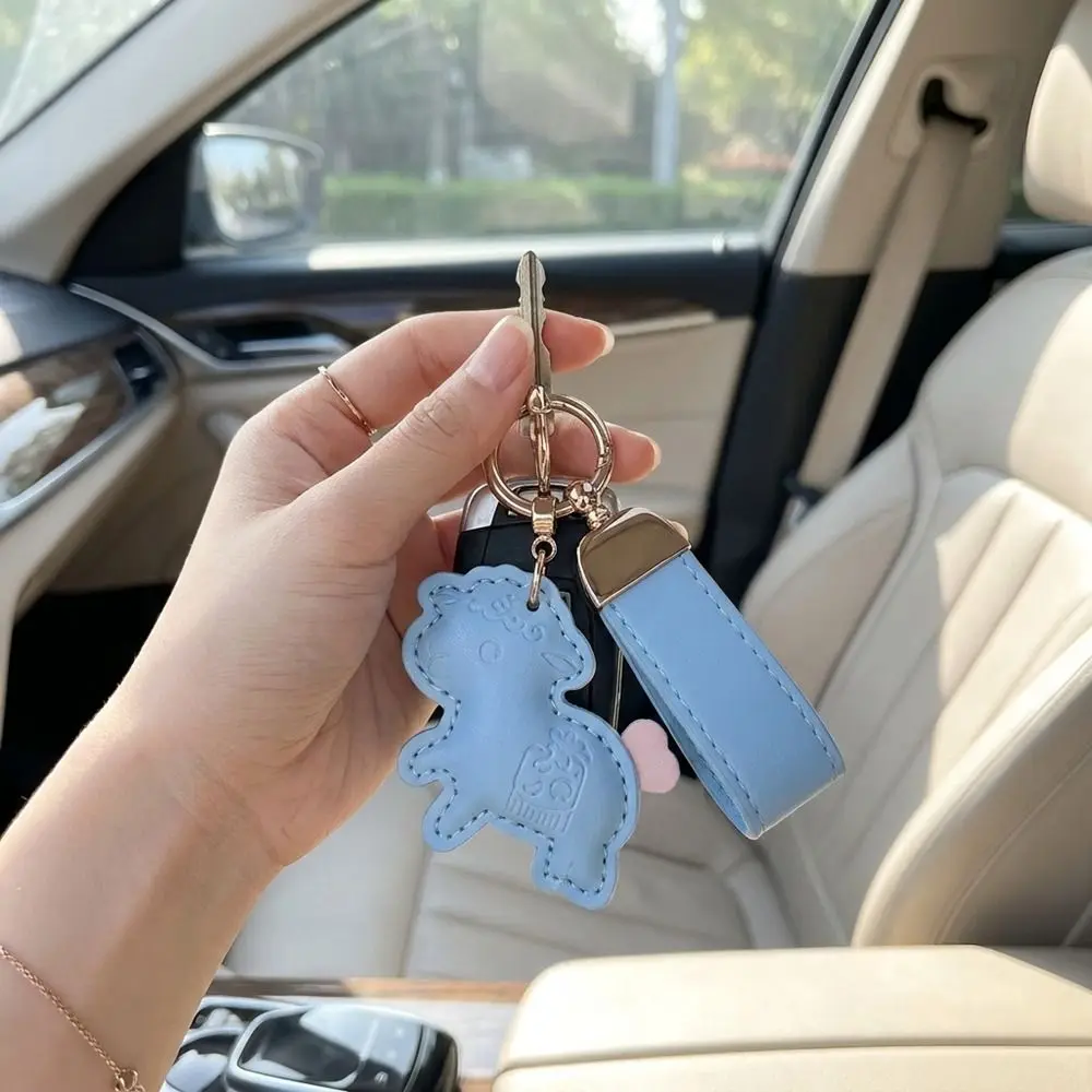 Rich and Lucky Cartoon Pu Lamb Keychain Leather Zodiac Goat Sheep Bag Charm Year of Goat Goat Ornament Goat Pendant Men