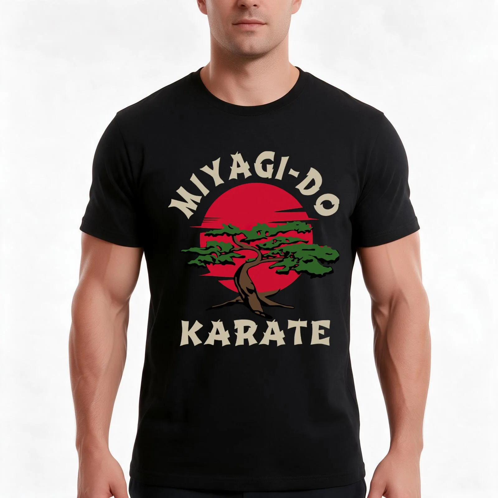 Miyagi-Do Karate T-Shirt, Summer Casual Cotton Tee, Oversized Streetwear Tops, Vintage Graphic Print, Loose Fit Short Sleeve