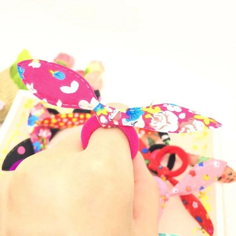 

J15U Colorful Hair Scrunchies with Steric Bowknot Hair Bands Elastic Hair Tie