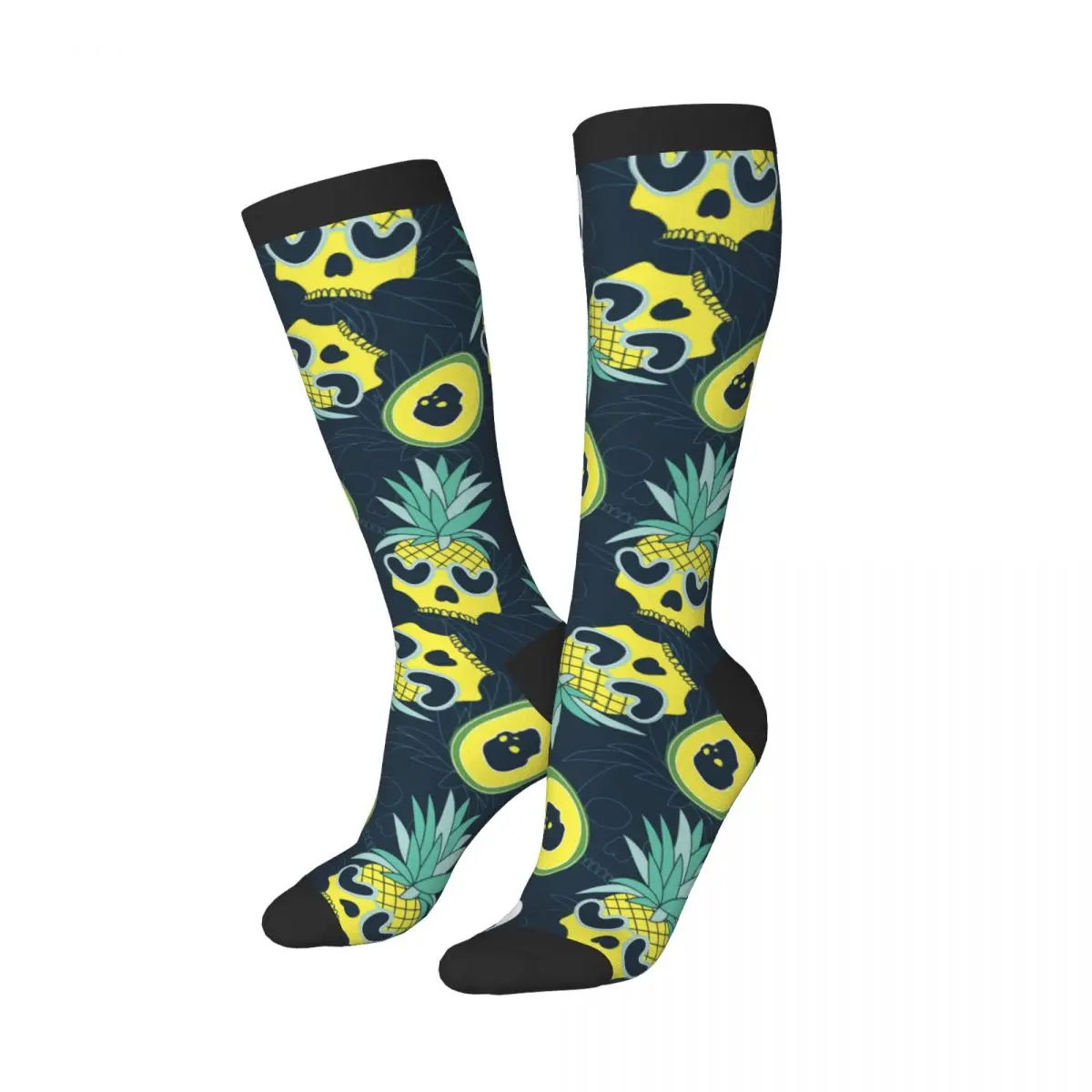 Summer Skull Of Hilarious Pineapple Ice Cream Avocado Socks Harajuku Business Sports Outdoor Long Sox