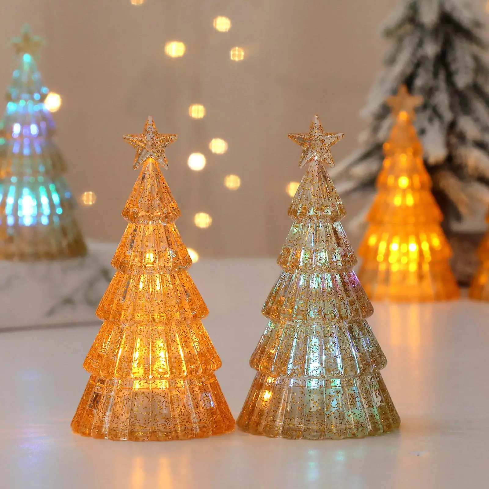 LED متوهجة شجرة الكريستال الحلي سطح المكتب عبر الحدود الأطفال الإبداعية هدية عيد الميلاد أضواء زينة عيد الميلاد