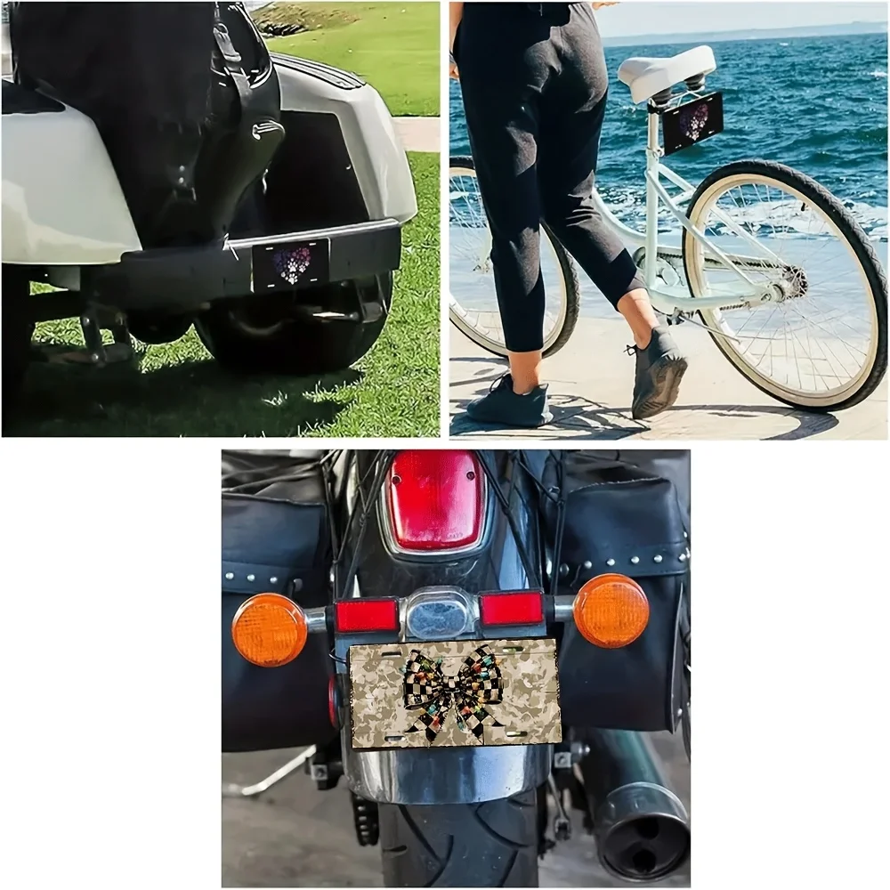 2D 1pc 6*12 inches (15*30cm) Combination of tiger head and Golden sword Matte Aluminum License Plate, Fun Novelty License Plate
