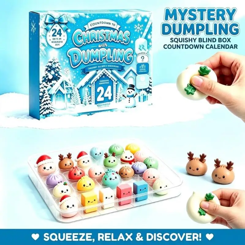 Christmas Dumpling 24 Days Advent Calendar Slow Rise Safe Stress Relief Fidget Toys for Kids Xmas Party Favors