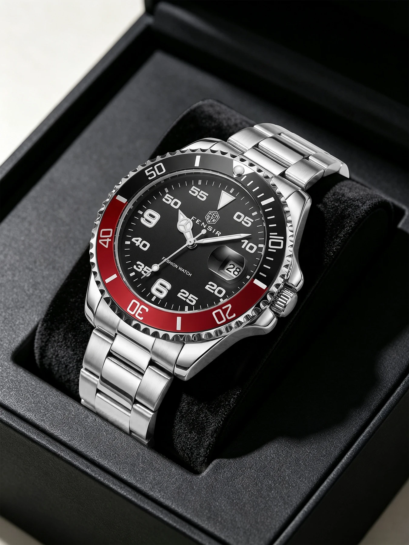 High-End Luxury Men's Quartz Watch, Waterproof with Luminous Hands and Single Calendar Design, Steel Band, Suitable for Outdoor Daily Wear, Business Casual, Trendy Men's Wristwatch