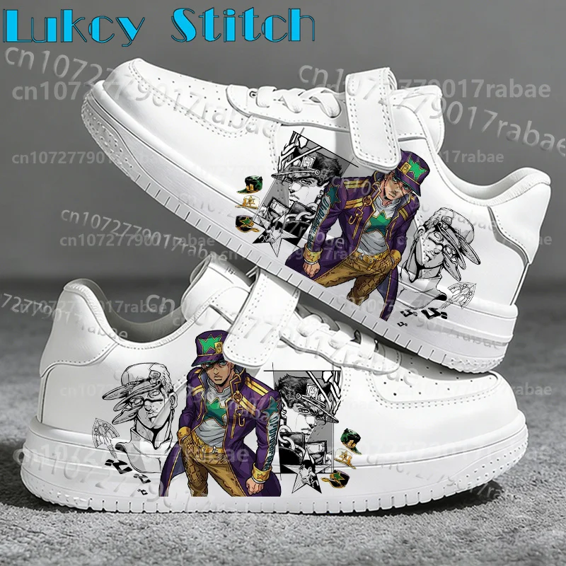 Kujo Jotaro Anime Figure Parent Child Shoes Boys Woman Parity Waterproof 7-18 Year Old Four Season Universal White Shoes