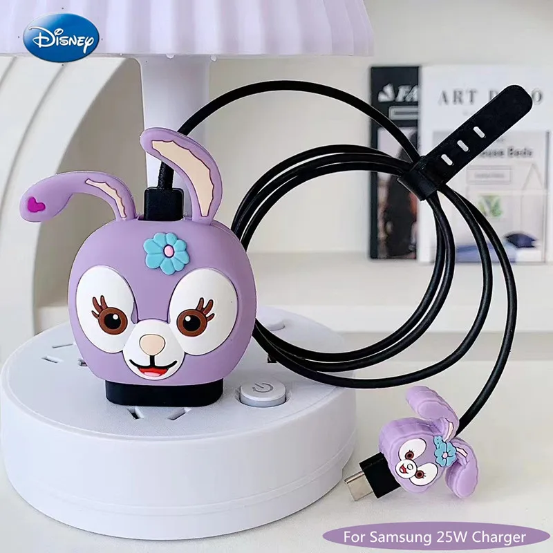 Cartoon Disney Cable Protector Set For Samsung 25W Charger Original  Charger Head Protective Case Data Line Anti Breaking