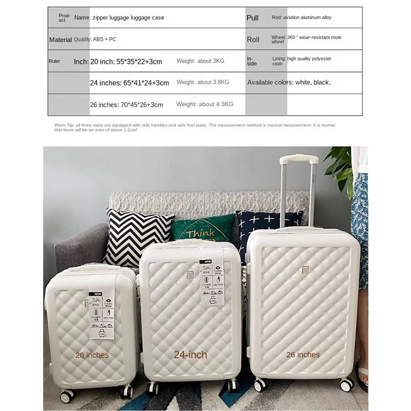 Boarding Password Suitcase 20 " Extension Lightweight Luggage Men Silent Universal Wheel Women Travel Bag Zipper Trolley Case