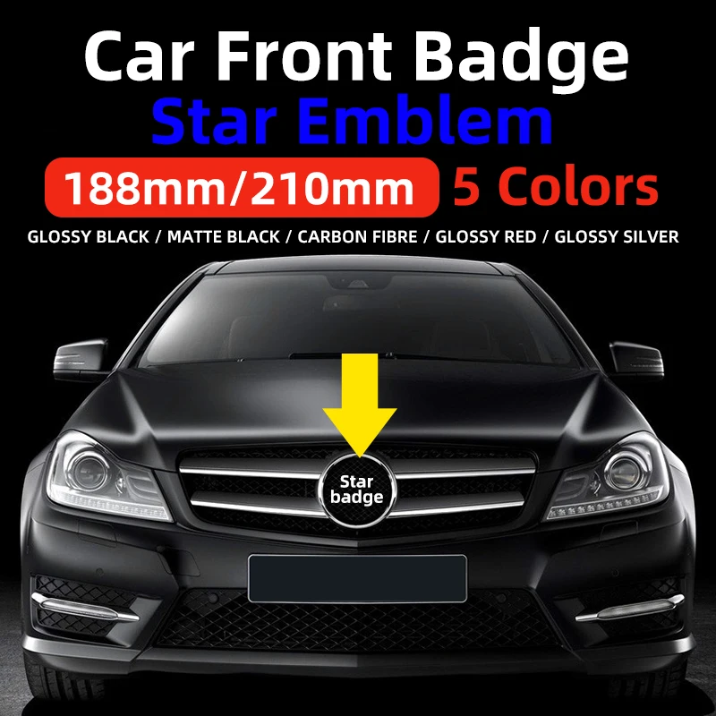 

1pcs 188mm 210mm ABS Car Front Grille Badge Decal Cover Emblem For Mercedes Benz A/B/C/E/S Class GLA CLA GLE GLK CLK CLS GLS GLC