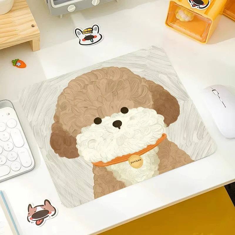 Cute Puppy Pet Computer Laptop Mouse Pads Office Decorative Small Desk Mats Washable Non-Slip Rubber Carpet Home Office Setup