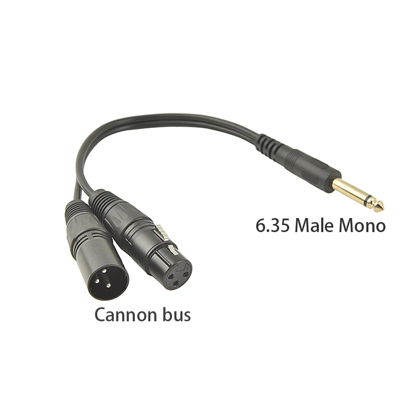 Male And Female Card Faucet Adapter Cable, Mono Cannon, Large 2-Core, 1 In-2 Cable, 6.35 Male