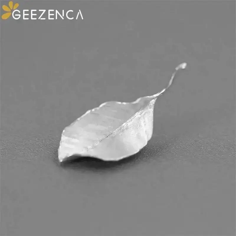 GEEZENCA 925 Sterling Silver 3D Leaf Brooches For Women Original Design Cute Chic Clothing Accessories Aesthetic Pins 2024 New