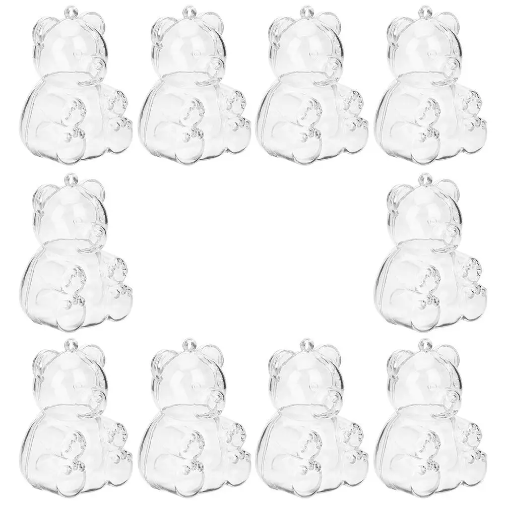 

10 Pcs Candy Box Transparent Bear Shaped Small Boxes 7cm Thick Edges Safe Wedding Kids Party Bridal Shower Holiday Snack Packing