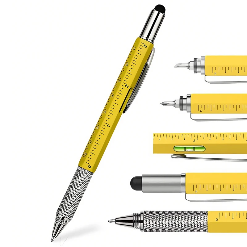 6 IN 1 Penna multifunzionale Touch Screen Stilo Cacciavite Righello Livella a bolla Penna a sfera ricaricabile Cancelleria per ufficio scolastico