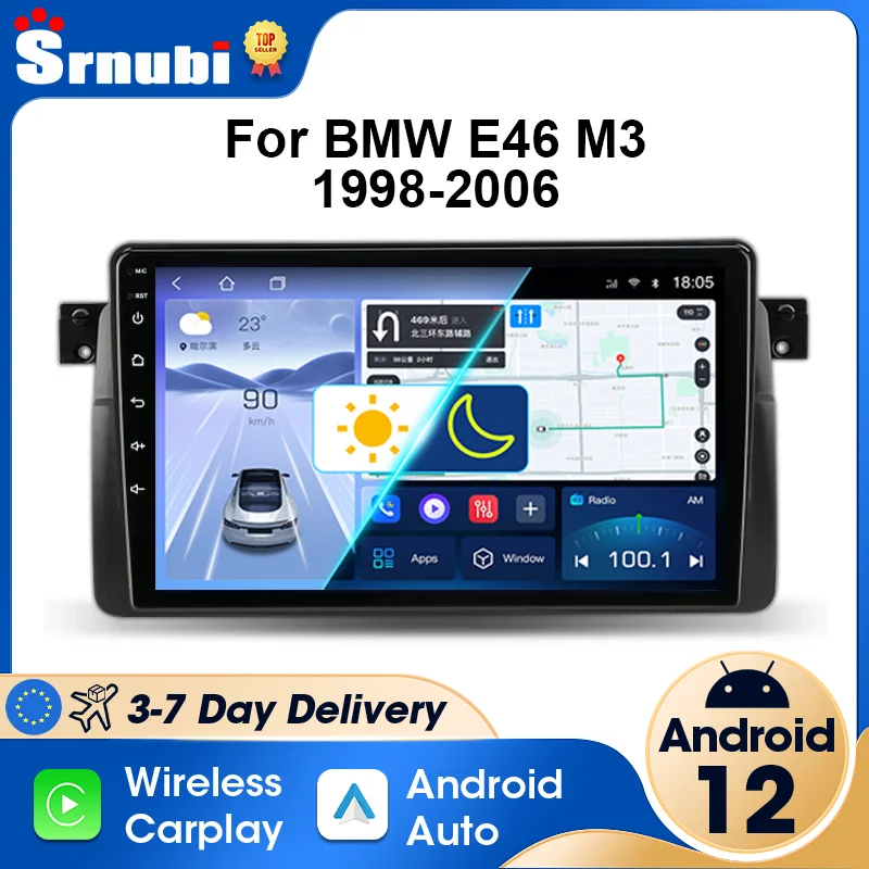 2Din Android 12 Carplay Car Radio for BMW E46 M3 318/320/325/330/335 1998-2006 Multimedia Player Stereo GPS Navigation Head Unit