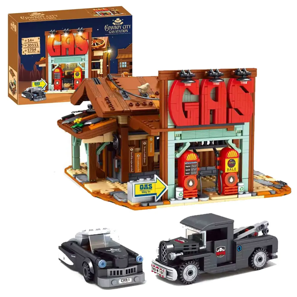

1754PCS Cowboy City Automotive Truck Gas Station Repair Center Building Blocks Assemble Bricks Toy Gift For Children Kids