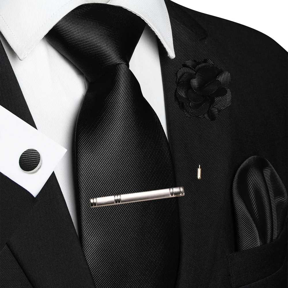 JEMYGINS Blau Solide Hochzeit Krawatte Für Männer Hanky Manschettenknopf Brosche Geschenk Herren Elegante Krawatte Mode-Business Party Dropshiping – Detail 6