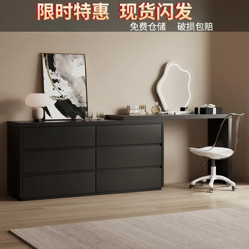 Black dresser chest cabinet integrated, modern simple solid wood, bedroom tpye luxury