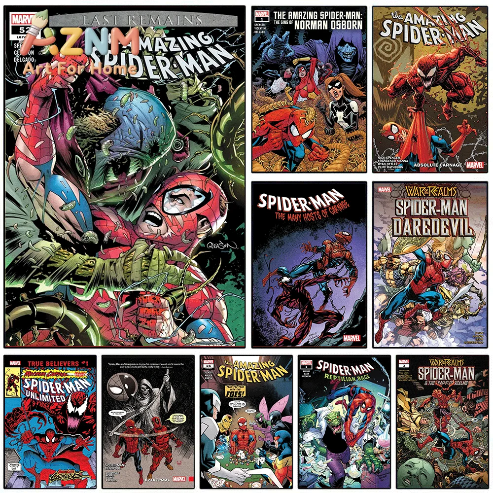 Marvel The Amazing Spider‑Man Last Remains Comic Canvas Print, Superhero Comic Cover Graphic Art Poster, Frameless Canvas Wall