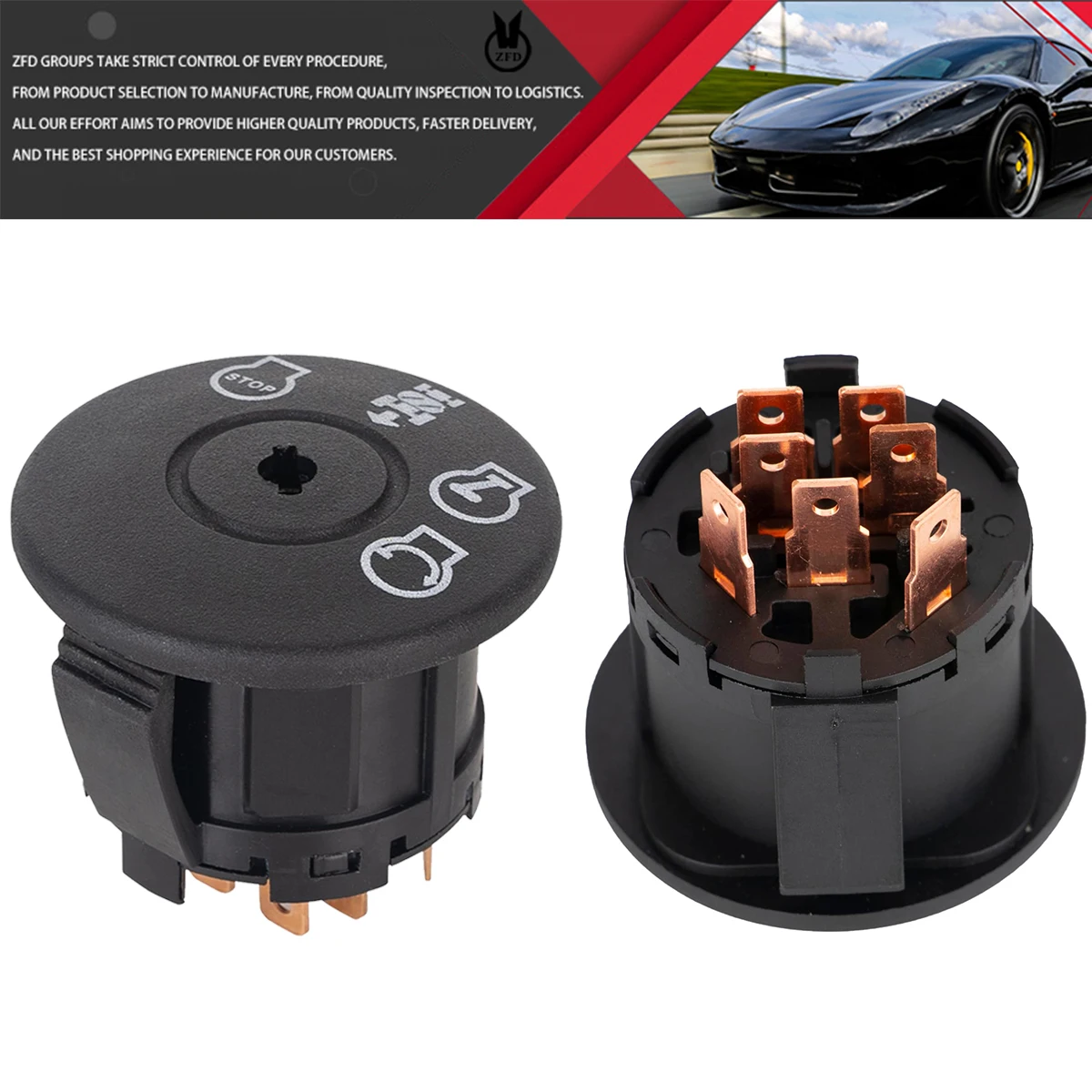 Ignition Starter Switch 4 Position with Key Fits Husqvarna, AYP, Craftsman, Sears, Poulan Lawn Mower Rider Replace 532193350