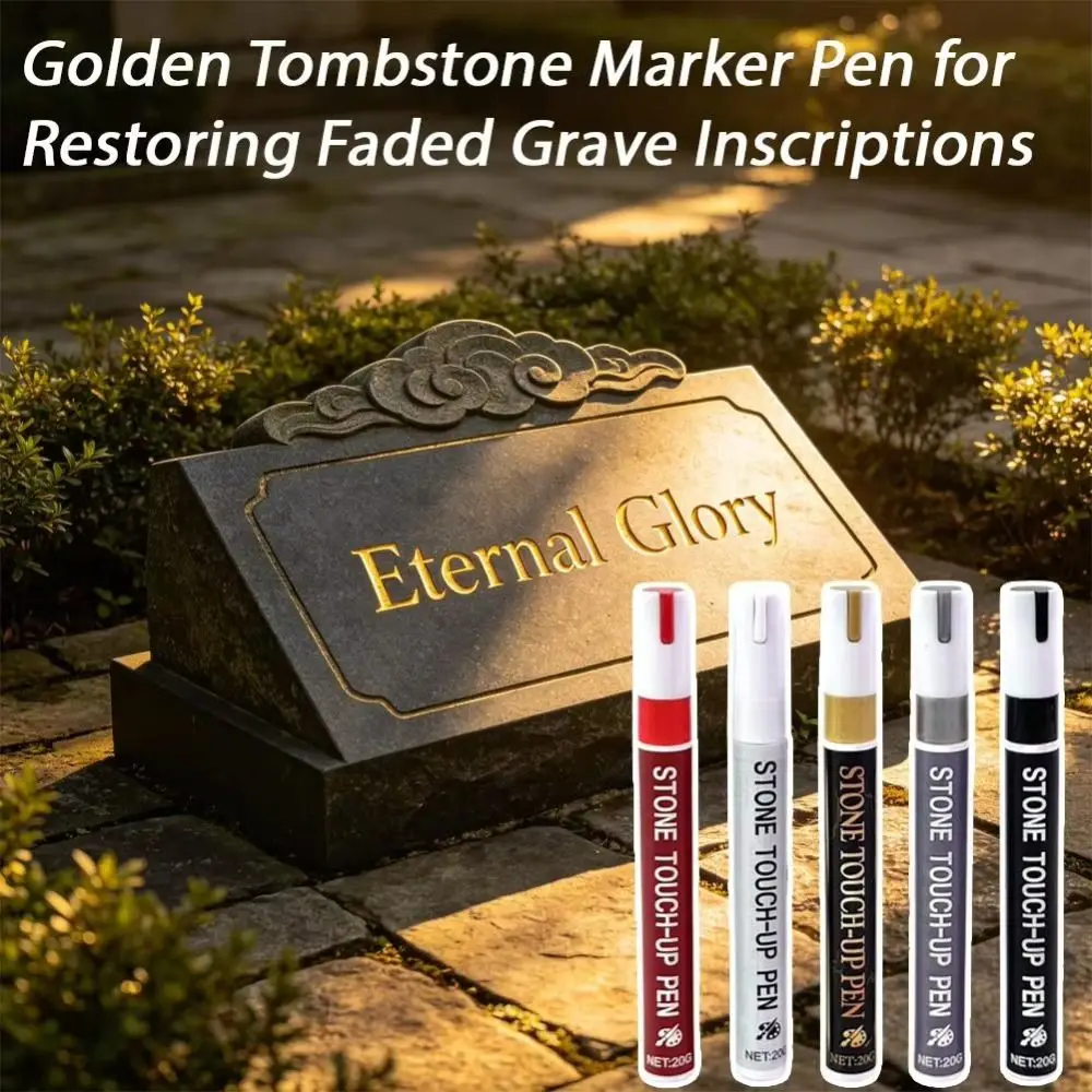 Gold Color Tombstone Touch Up Paint Pen Quick-Drying Waterproof Inscription Touch Up Paint Oil-Based Extra Large Capacity
