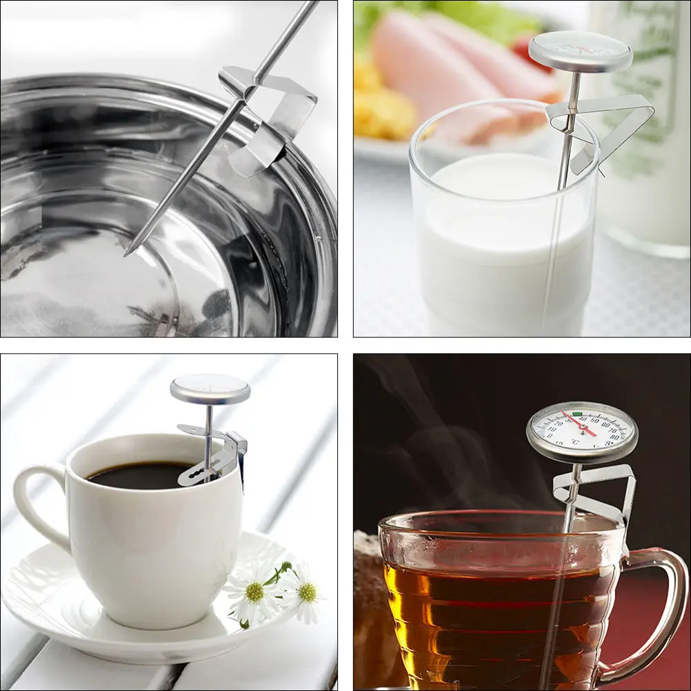 6Pcs Thermometer Clip Holders Stainless Steel Coffee Cup Probe Clamp Food Grade Metal Temperature Probe Holder Prevent Scalding