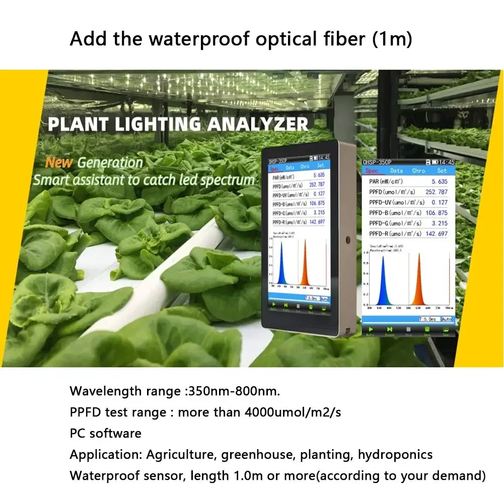 OHSP-350P PAR PPFD Spectrometer 350-800nm Extend Waterproof Sensor with Software optical spectrum analyzer