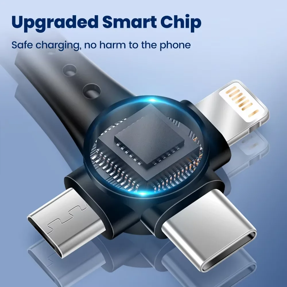 3-in-1 Mobile phone fast charging data cable For iPhone Huawei Xiaomi Super fast charging spring retractable data cable