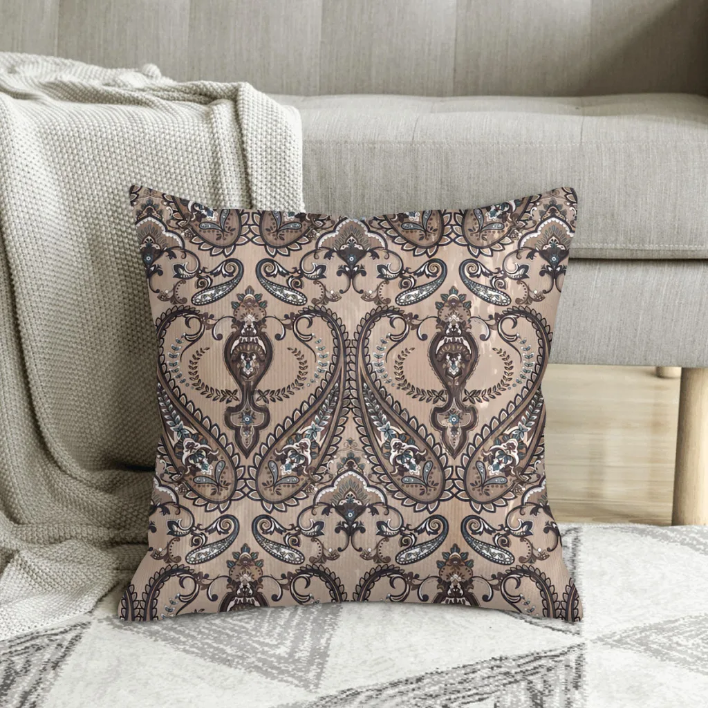 Paisley Pattern for Textile Design Old Grunge Texture Paisley Style Polyester Cushion Cover Decorative Hug Pillowcase