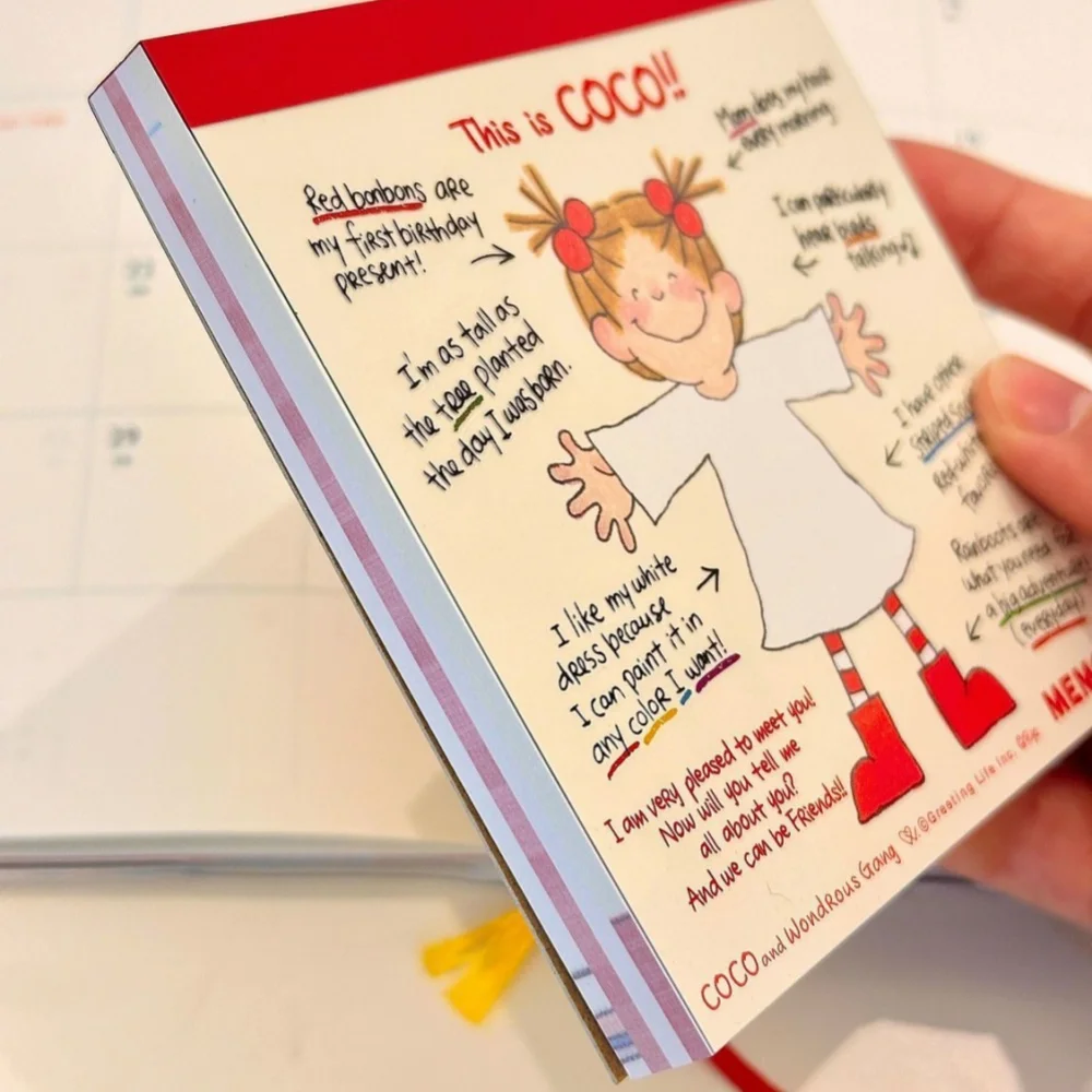 COCO Mini Cute Memo Pad Acrylic Transparent Cover Notebook Daily Record Travel Book Kawaii Color Inner Page Portable Pad Book