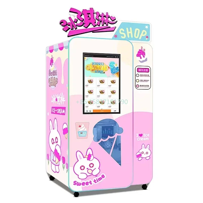 Automatic Frozen Snowflake Ice Cream Vending Machine Frozen Ready Meal Soft Serve Ice Cream Making Machine Price for Mexico