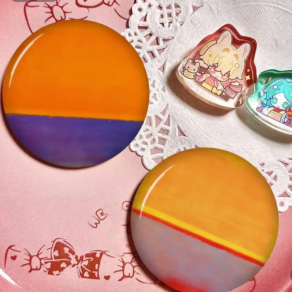 Amous Mark Rothko Abstract Multicolor Creative Pins Faces Round Snap-in Brooch Badge Backpack Hat Accessories Jewelry Gifts