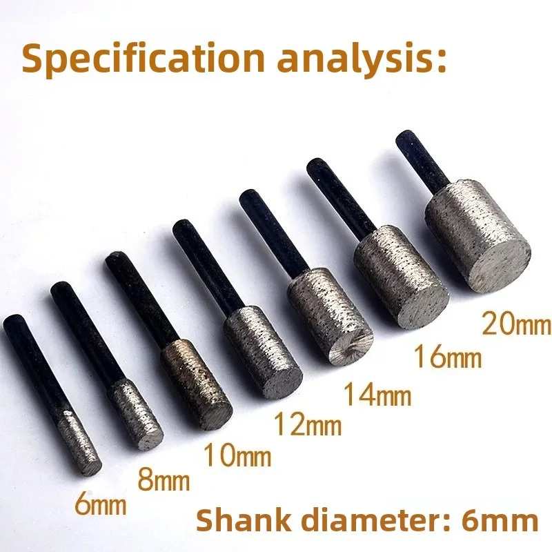 46 Grit Sintered Diamond Grinding Head / Cylindrical Full Sand Rod / Stone Cement Cast Iron Carving Marking / Polishing Tool
