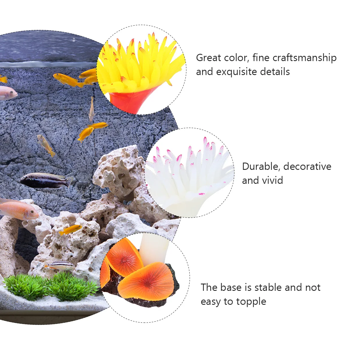 

2Pcs Silicone Resin Coral Sea Anemone Aquarium Decor Simulation Plant for Fish Tank Artificial Coral Aquarium Decorations Vivid