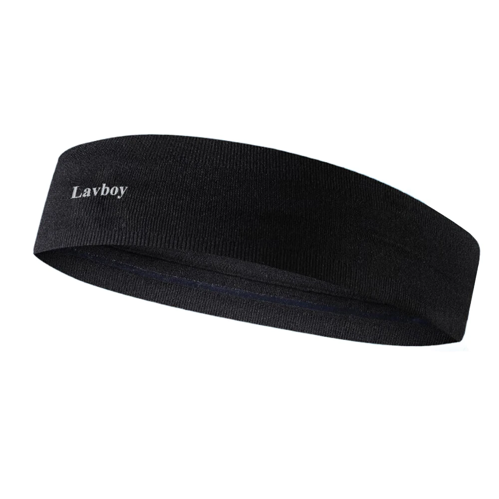 Lavboy Headbands, 2 Pcs Black Sports Headbands for Women Elastic Cotton Non-Slip