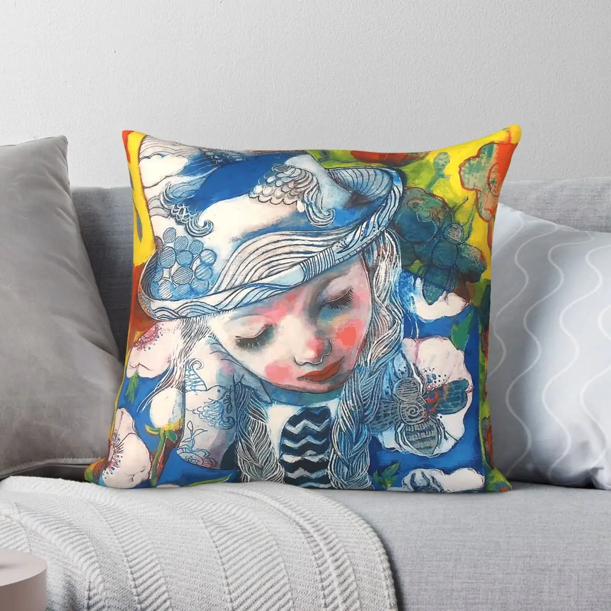 Bluebird Carries The Sky On His Back Square Pillowcase Polyester Linen Velvet Printed Decor Throw Pillow Case Home Cushion Case