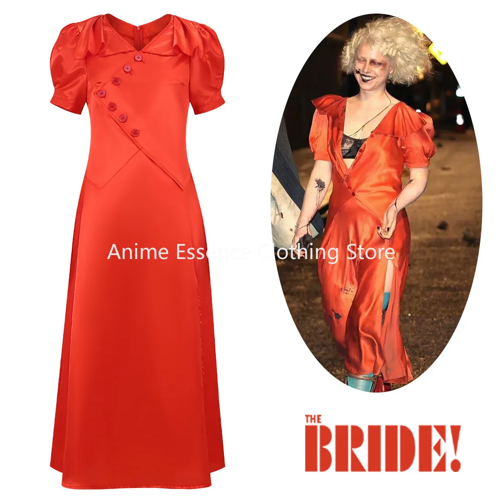 

The Bride Cosplay Women Red Dress 2026 Horror Movie The Bride of Frankenstein Costume Clothing for Halloween Carnival Party Suit