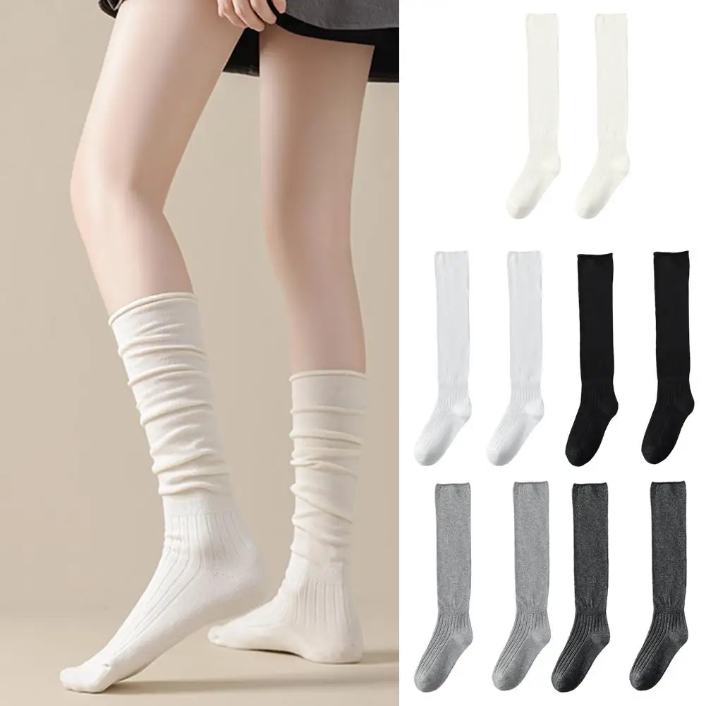 New Women's Stockings Spring Trends Casual Preppy Style Color Socks High Comfy Long Female Socks High Quality Cotton Solid I7x3