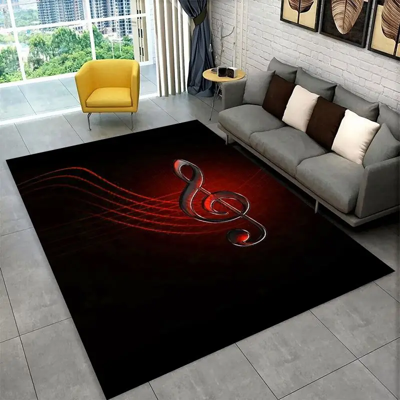 Fashion Musical Note Instrument Staff Art Large Area Rug Non-slip Durable Carpet for Bedroom Living Room Sofa Doormat Home Decor