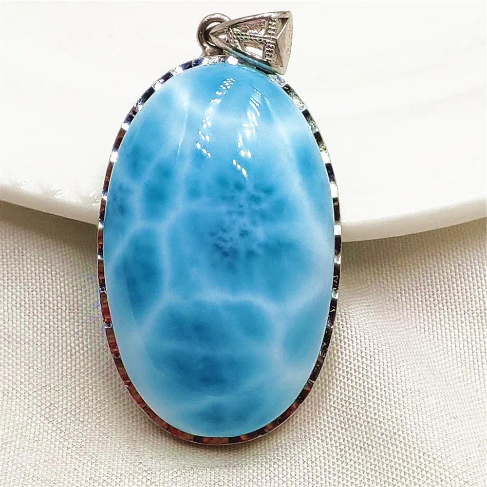 

Natural Blue Larimar Oval Pendant Women Men Larimar Oval Size 31x20x10mm Necklace Fashion Jewelry Gemstone AAAAAA
