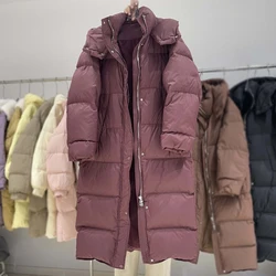 2024 Fall and Winter New Models Women's Parkas Thickened Warm Long Coats Down 90% White Duck Down Hooded Loose Woman Coat