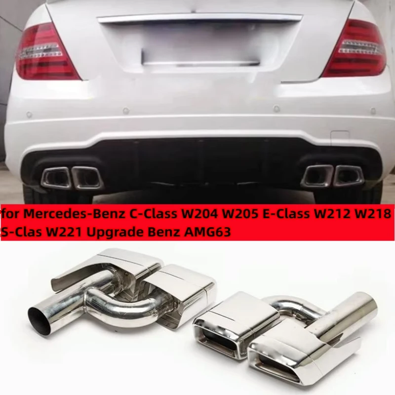 

Rectangle Exhaust End Tip for Mercedes-Benz C-Class W204 W205 E-Class W212 W218 S-Class W221, Upgrade Benz AMG63, Four-Outet H